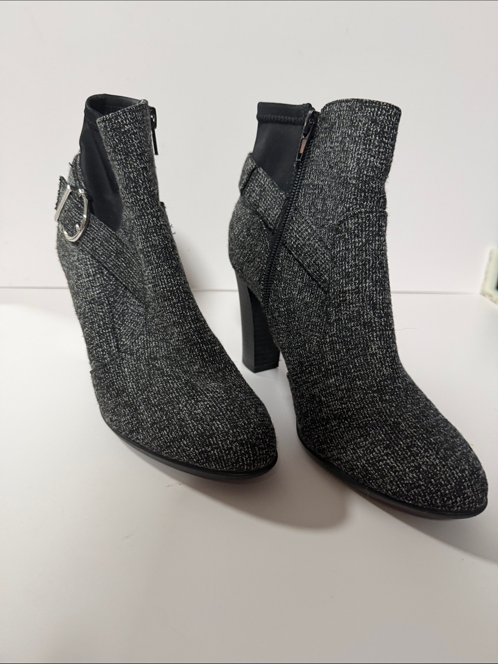 Kelly & Katie Women’s Tweed Ankle Boots with Buckle Detail - Black